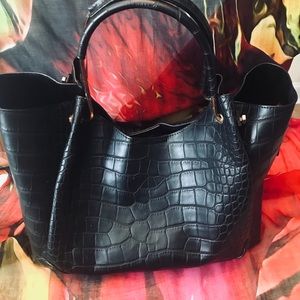 Faux Black Snake Skin Patterned Chico’s Handbag